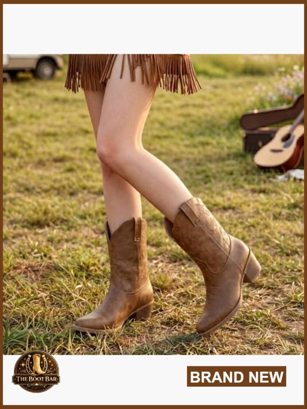 Western Cowgirl Ankle Boots Square Toe Low Chunky Heel Embroidered Short Booties - Picture 3 of 7